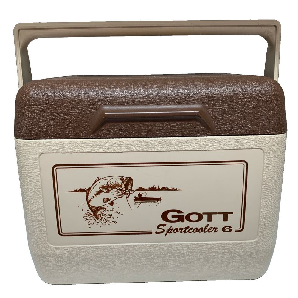 GOTT Sportcooler 6 6qt Cooler Box Retro Brown/Beige Plastic Vintage w/ Handle